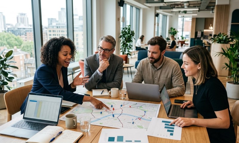 team working in an office space